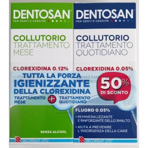 Dentosan - pack collutorio quotidiano 0,05% clorexidina + mese clorexidia 0,12 200ml+200ml