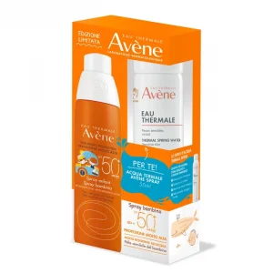 Avène - edizione limitada spray bambino spf 50+ resistente all'acqua 200ml + acqua termale 50ml