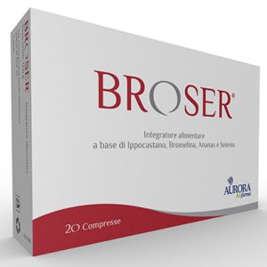 Aurora biofarma - Broser integratore alimentare a base di ippocastano, bromelina, ananas e selenio 20 cpr