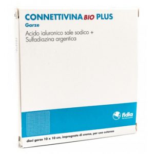 Fidia - Connettivina bio plus garze acido ialuronico sodico + sulfadiazina 10pz 10x10cm