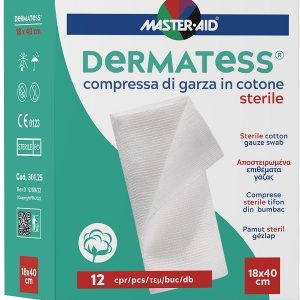 Master-aid - dermatees compressa di garza cotone sterile 12pz 18x40cm