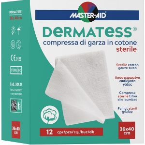 Master-aid - dermatess compressa di garza in cotone sterile 12pz 36x40cm