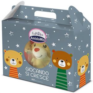 Euphidra - giocando si cresce pack - dermodetergente 400ml + baby shampoo 200ml + crema idratante 50 ml + sonaglio a forma di orsetto