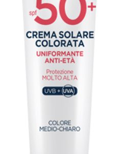 Euphidra crema solare viso colorata spf 50+ uniformante anti-età protezione molto alta colore medio-chiaro 30ml