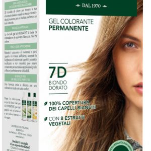 Herbatint - gel colorante permanente biondo dorato 7D pelle sensibile senza ammoniaca