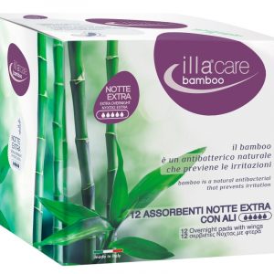 Illacare bamboo - assorbenti notte extra con ali 12pz