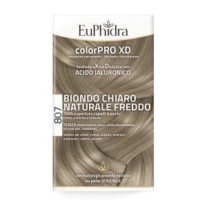 Euphidra - color pro colorazione permanente con acido jaluronico biondo chiaro naturale freddo 807 senza ammoniaca