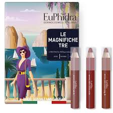 Euphidra - le magnifiche tre - 3 matitoni all over per labbra e guance nude, orange, red