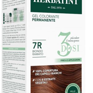 Herbatint - Gel colorante permanente 7R biondo ramato pelle sensibile senza ammoniaca 300ml
