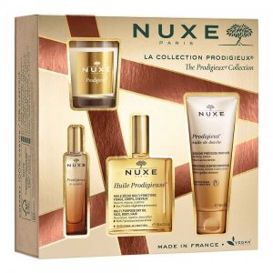 Nuxe paris la collection prodigieux pack olio secco multi funzione - fraganza - olio doccia profumato - candela